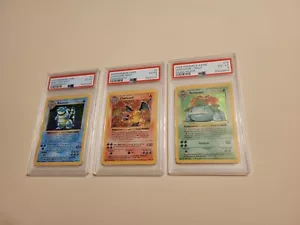 PSA 4 - Blastoise #2 Charizard #4 Venusaur #15 - Shadowless - Pokemon Base Set - Picture 1 of 16