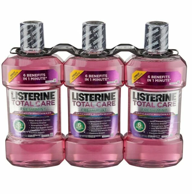 LISTERINE Total Care Anticavity Mouthwash - Fresh Mint, 3 Bottles x 1.8 fl oz
