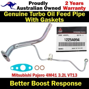 Genuine Turbo Oil Feed&Return Pipe+Gaskets For Mitsubishi Pajero 4M41 3.2L VT13 - Picture 1 of 9