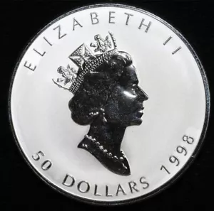 1998 $50 CANADA SILVER Coin - 10 oz. of .9999 Fine SILVER w/+ - Picture 1 of 3