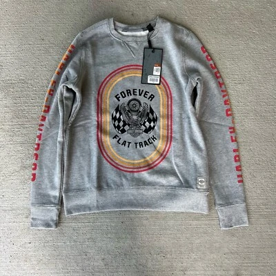 NWT Harley Davidson Forever Flat Track Pullover Sweatshirt Women’s Sz S Gray - Image 1 of 4