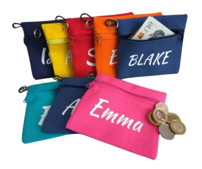 personalised-boys-girls-purse-coin-wallet-school-lunch-coin-purse-bag-saving-bag - Image 1 of 4