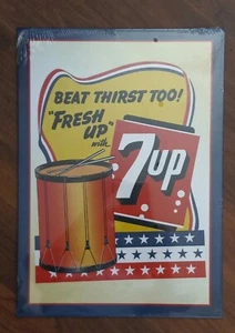 7up Beat the Thirst Metal Tin Soda Pop Sign 17" Display Advertising Home Kitchen - Picture 1 of 1