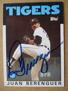 1986 Topps JUAN BERENGUER AUTOGRAPHED AUTO Card #47 Detroit Tigers