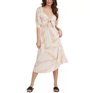 Roxy Evening Delight Midi Dress Tie Front Size large NWT tropical boho - Picture 1 of 15