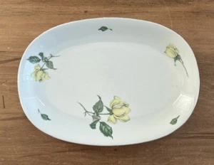 Vintage KPM Krister Germany Porzellan kleine ovale Platte gelbe Rose #674 11 x 8 - Bild 1 von 5