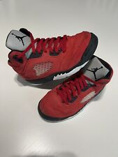 Nike Air Jordan 5 Retro Boys Red Athletic Shoes Sneakers 440889-600 Youth Sz 1Y