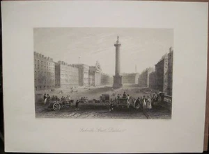 Antique Print SACKVILLE STREET O'Connell Dublin Ireland Engraving 1841 Bartlett - Picture 1 of 8