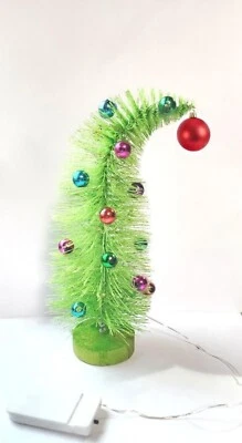 8" Custom GRINCH LED Light Up Mini Christmas Tree Table Top Home Office Decor - Image 1 of 2