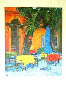 URUGUAY SUDAMÉRICA PUB CAFÉ SERVIR CERVEZA VINO ACRÍLICO PINTADO A MANO, 20" X 24" - Imagen 1 de 5