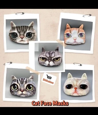 5 Pack Cat Kitty 3D Design Face Masks Furry Cute Washable Breathable Trendy - Image 1 of 4