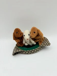 Folkmanis Puppy Puppet Puppies In a Basket Plush Toy Newborn Story Telling - Picture 1 of 8
