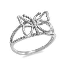 Fine .925 Sterling Silver Open Design Butterfly Rope Band Ring