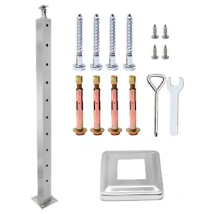 4 Pezzi Palo per Ringhiera per Cavi 36"x2"x2"Palo per Scale Fori Dritti Acciaio Inox 304 - Foto 1 di 6