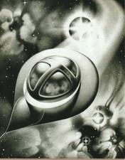 unframed art poster b&w spaceship bright stars (LV706)