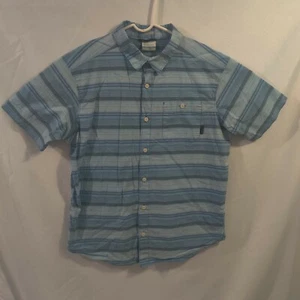 Columbia Abotonada Para Hombre Grande Rayas Azul Manga Corta Calce Regular  - Imagen 1 de 10