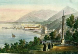 Antique Print 19th century Bay View Landscape, People, Cityview - Picture 1 of 8