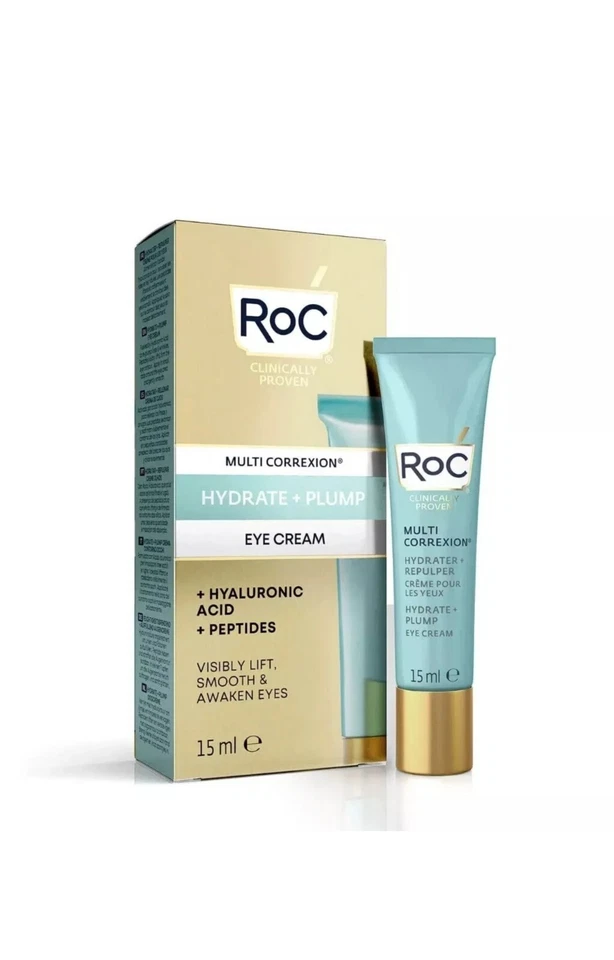 RoC Multi Correxion Hydrate + Plump Eye Cream 15ml With HA And Peptides NEW - Image 1 of 1