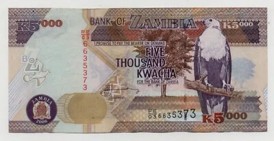 ZAMBIA 5000 KWACHA 2006 PICK 45C LOOK SCANS - Image 1 of 2