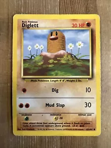 Pokemon DIGLETT Energy Misprint ERROR Card Base Set 47/102 WoTC 1999 HP - Picture 1 of 2
