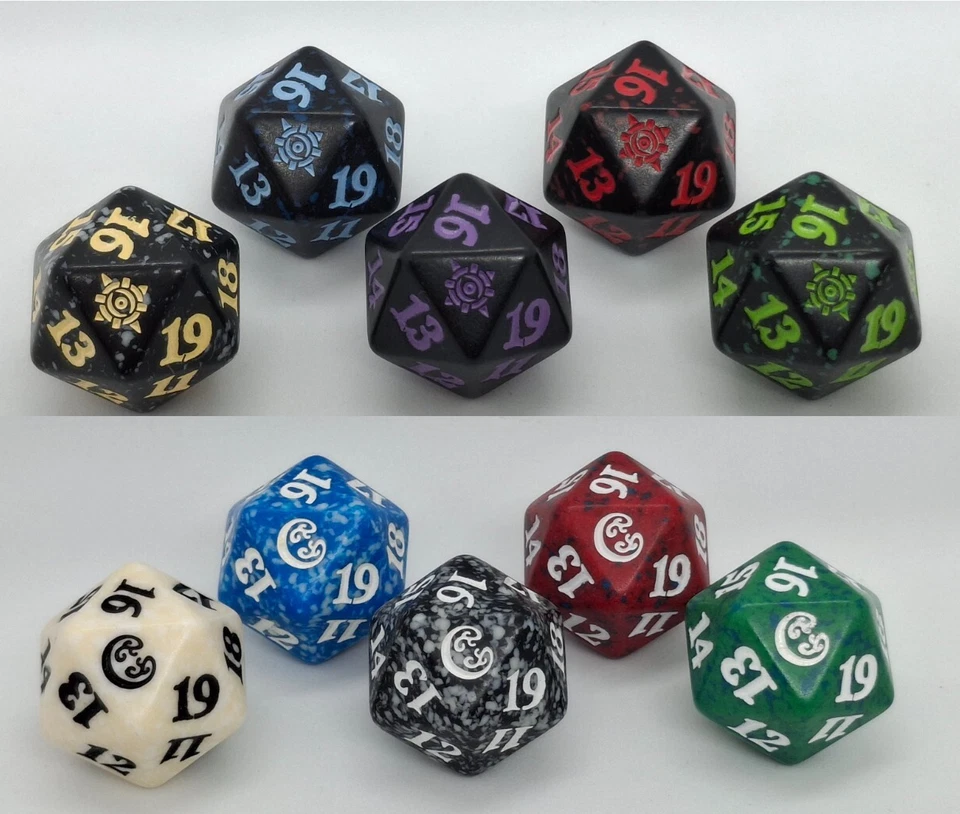 MTG D20 LIFE COUNTER DICE COMPLETE SET of 5, Magic the Gathering WOTC 20-SIDED - Image 1 of 1