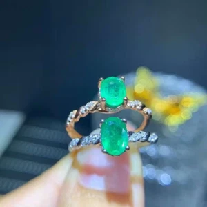 Solid 925 Sterling Silver Colombian Emerald Gemstone Handmade Ring For Women - Picture 1 of 8