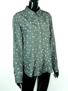 LUXUS Seidenbluse von OUI 100% SEIDE Gr 40 NEU ! anthrazit Hemdbluse Sternchen - Bild 1 von 9