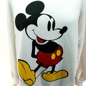Vtg 80s DISNEY Mickey Mouse Sweatshirt White USA Made Classic 50/50 Women's L * - Picture 1 of 9