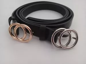 Lote De 2 Cinturones Niños Cuero Doble Anillo Nuevo Se Ajusta a Cintura 24 A 28" - Imagen 1 de 9