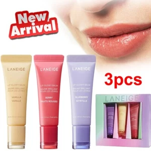 LANEIGE On the Glow Lip Balm Trio 10g each in Berry, Gummy Bear, Vanilla BOXED - Picture 1 of 12