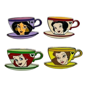 Disney Pins Hidden Mickey Princess Tea Cups Set Snow White Ariel Belle Jasmine - Picture 1 of 13