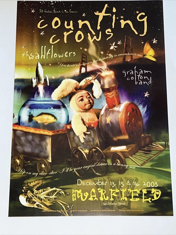 Counting Crows Wallflowers Original Concert Poster  Warfield 2003 BGP Bunny Suit - Image 1 of 1