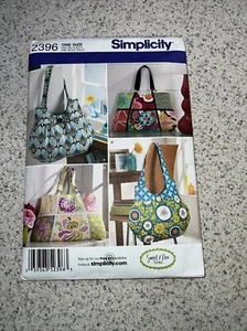 Sweet Pea Tote Bags Purses 2 Styles Simplicity 2396 - Picture 1 of 2