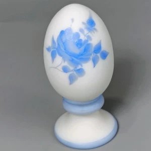 HTF Fenton Art Glass Hand Painted Limited Edition Satin Egg Signed C. Weihl Blue - Picture 1 of 7