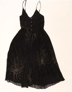ALBERTA FERRETTI Womens Abstract Pattern A-Line Dress UK 10 Small Black AT09 - Picture 1 of 3
