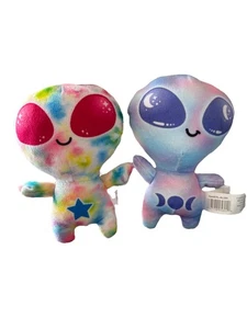 "Juego de 2 juguetes alienígenas de peluche mini tie dye suave 5,5"" nuevo sin etiquetas" - Imagen 1 de 3