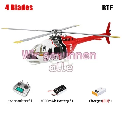 Fly Wing Bell 206 4 Blades Rc Hubschrauber 6ch Brushless W/ H1 Flight Controller - Bild 1 von 4