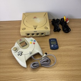 Sega Dreamcast HKT-3020 Console Bundle w/OEM Controller & Memory Cables Works