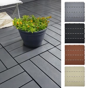 12pcs PVC Deck Tiles Garden Patio Balcony Outdoor Interlocking Decking Floors - Picture 1 of 38