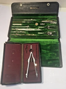 STRUMENTI DA DISEGNO VINTAGE INGEGNERIA ARCHITETTONICA METALLO CON CUSTODIE ORIGINALI - Foto 1 di 5
