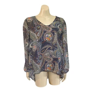 Nueva Blusa MILLERS Talla 16 Chifón + Cami Manga Larga Poliéster Gris Estampado Paisley - Imagen 1 de 14