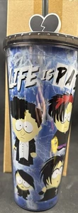South Park Goth Kids Life Is Pain Cup & Straw Michael Henrietta Firkle Pete NIB! - Picture 1 of 18