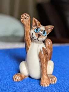 Handgefertigte 2005 Keramik siamesische Katze Katze Figur signiert vom Künstler - Bild 1 von 10