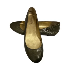 J. Crew Dark Olive Italian Leather Ballet Flats size 7.5 - Picture 1 of 7
