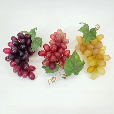 Aglomerado de uvas falsas frutas de borracha vermelha colheita de outono casa MCM 8" 3 peças - Imagem 1 de 4