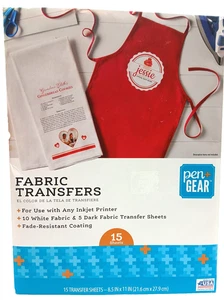 Pen + Gear Fabric Transfers 15 Sheets: 10 White Fabric & 5 Dark Fabric Transfers - Picture 1 of 4