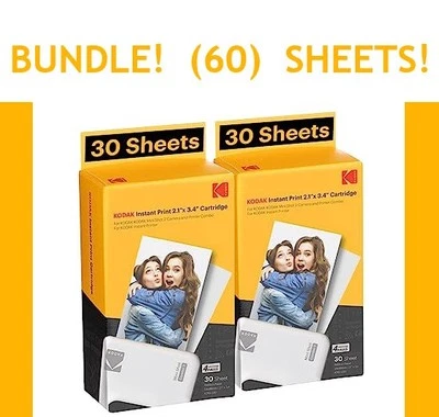 BUNDLE! (60) Kodak 4Pass All In One Paper & Color Ribbon Sheets  2.1" x 3.4" - Image 1 of 4