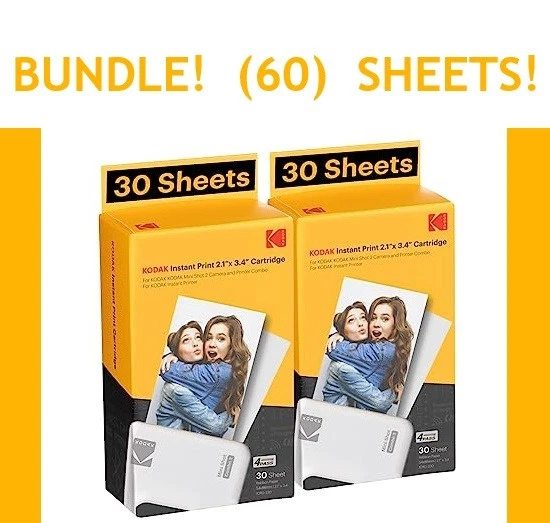 BUNDLE! (60) Kodak 4Pass All In One Paper & Color Ribbon Sheets  2.1" x 3.4" - Image 1 of 4