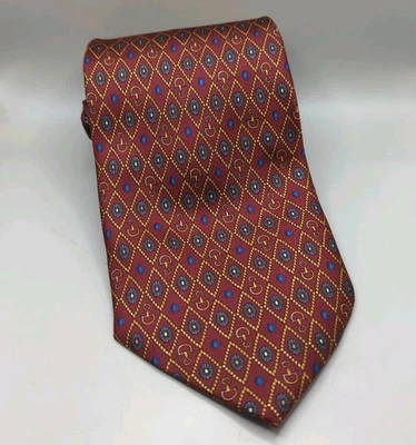 Corbata de cuello Barindelli & Trezzi 100 % seda roja con diamantes amarillos Bellagio Italia  Foto 1 de 3