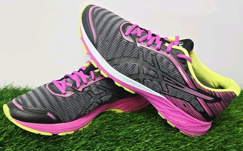 Scarpe sneakers da corsa Asics T6F8Y Dynaflyte nero grigio rosa fluo donna taglia 9